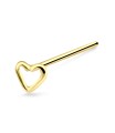 Hollow Heart Silver Straight Nose Stud NSKA-718